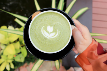 green tea or matcha green tea, matcha latte