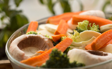 Vegetable salad with mushrooms and carrots