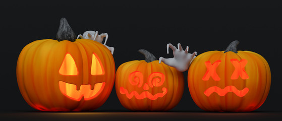3d-illustration Halloween pumpkins