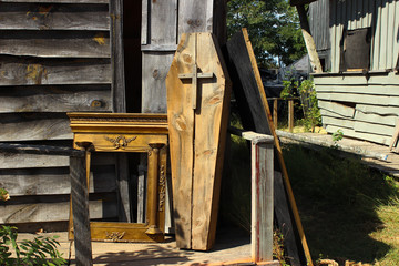old wooden coffin