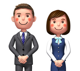 2 businessmen and greeting by 3d rendering