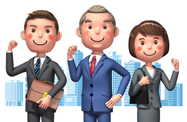 For 3 businessmen who make up their mind and Buck by 3d rendering, downtown centers