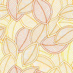 Fototapeta na wymiar Seamless pattern with hand drawn orange leaves