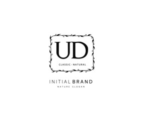 U D UD Beauty vector initial logo, handwriting logo of initial signature, wedding, fashion, jewerly, boutique, floral and botanical with creative template for any company or business.