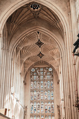 Bath, United Kingdom - AUG 30, 2019: Interior of Abbey Church of St.Peter and St.Paul, commonly known as Bath Abbey