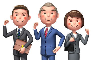 Three businessmen determined by 3d rendering
