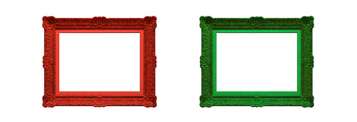 wooden frame in Christmas color isolated on white background