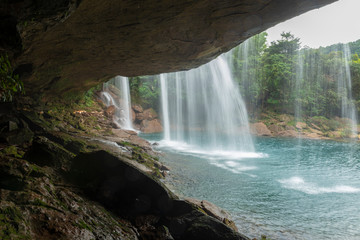 Krangsuri Waterfall from Behind near Amlarem,Meghalaya,India,Asia