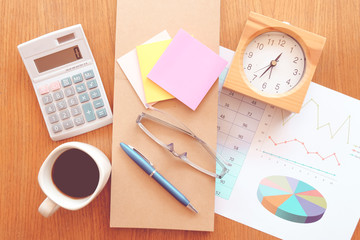 note paper and graph paper with vintage colour style