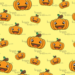 halloween cartoon pumpkin pattern seamless, vector