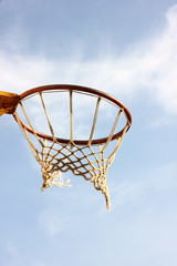 view of the basketball basket against the sky