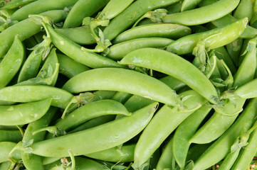 Fresh green peas pods background