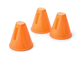 Plastic orange slalom skating cones
