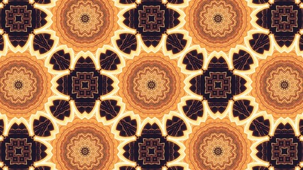 Abstract fractal pattern with golden threads. Geometric figure of repetitive shapes. Kaleidoscopic effect