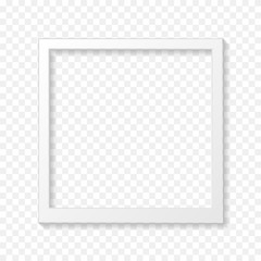 Vintage vector realistic white blank instant photo frame. Abstract chekered background with paper framework