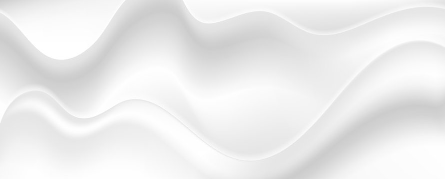 Abstract grey liquid flowing elegant waves graphic design. Smooth white silk wavy background. Vector illustration