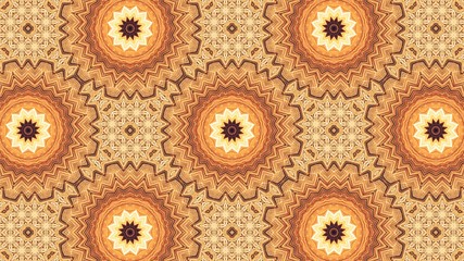 Abstract fractal pattern with golden threads. Geometric figure of repetitive shapes. Kaleidoscopic effect