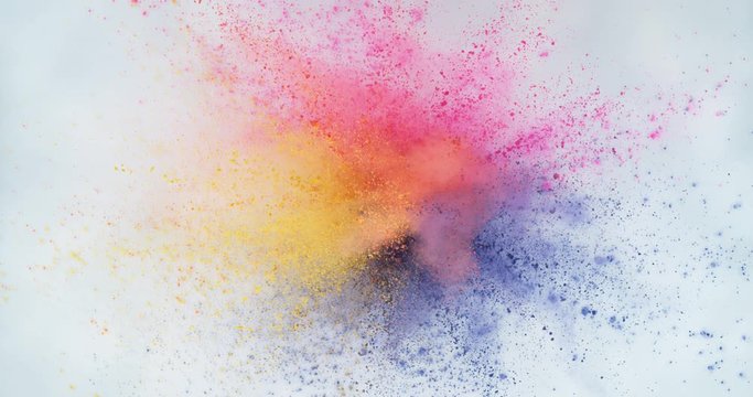Colorful powder exploding in super slow motion