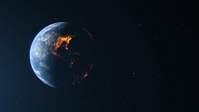 Earth green energy concept north america and south america background night blue icons