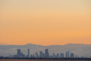 Denver skyline view as seen from the Rocky Mountain Arsenal, Denver, Colorado Circa March 2019