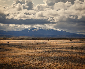 Dramatic Sky Over Hekla Volcano in Iceland
