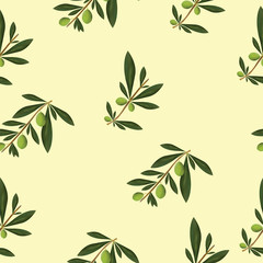 seamless pattern with olive trees vector on yellow background