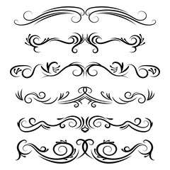 Hand drawn vector dividers. Decorative swirls lines, borders and curl set. Design elements 8