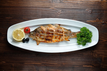 Baked dorado . catering menu