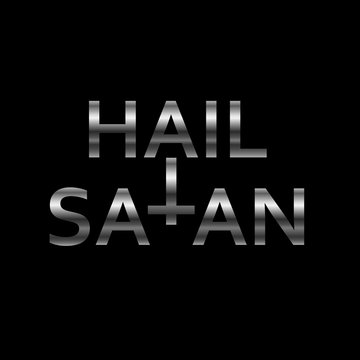 Hail Satan- Silver Antichrist quote with occult symbol