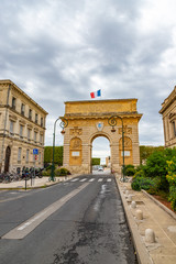 Fototapeta na wymiar Arc de Triomphe, Montpellier, France. Built in 1692 by Charles-Augustin Daviler to the glory of Louis XIV