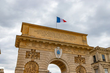 Fototapeta premium Arc de Triomphe, Montpellier, France. Built in 1692 by Charles-Augustin Daviler to the glory of Louis XIV