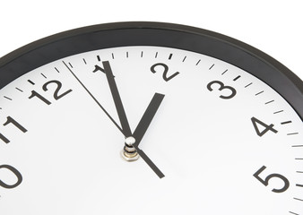 Fototapeta na wymiar Round clock close up isolated on white background