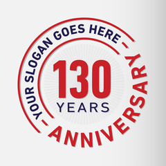 130 years anniversary logo template. One hundred and thirty years celebrating logotype. Vector and illustration.