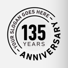 135 years anniversary logo template. One hundred and thirty-five years celebrating logotype. Vector and illustration.