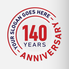 140 years anniversary logo template. One hundred and forty years celebrating logotype. Vector and illustration.