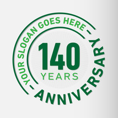 140 years anniversary logo template. One hundred and forty years celebrating logotype. Vector and illustration.