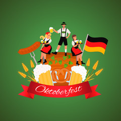 Oktoberfest vector background design. Beer Festival. Vector illustration for poster, baner, card, print ads with flat illustrations