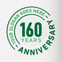 160 years anniversary logo template. One hundred and sixty years celebrating logotype. Vector and illustration.