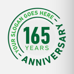 165 years anniversary logo template. One hundred and sixty-five years celebrating logotype. Vector and illustration.