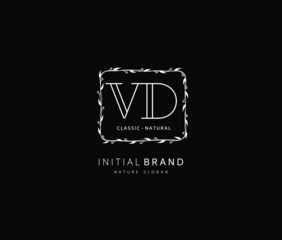 V D VD Beauty vector initial logo, handwriting logo of initial signature, wedding, fashion, jewerly, boutique, floral and botanical with creative template for any company or business.