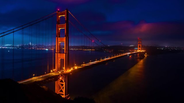 Early monring time-lapse of the Golden Gate Bridge in San Francisco