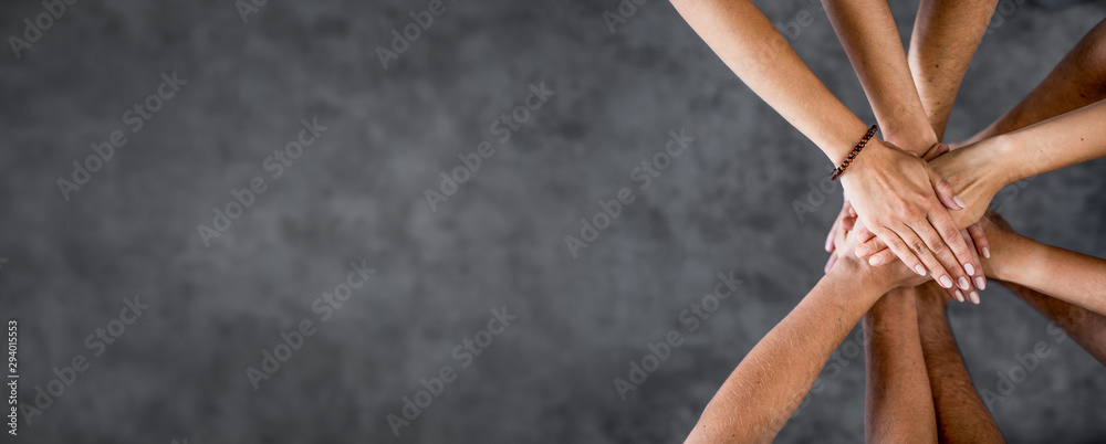 Leinwandbilder stack of hands. unity and teamwork concept.