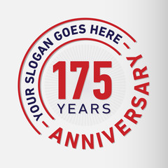 175 years anniversary logo template. One hundred and seventy-five years celebrating logotype. Vector and illustration.