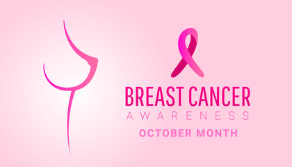 Breast cancer October awareness month banner. Womens health concept.