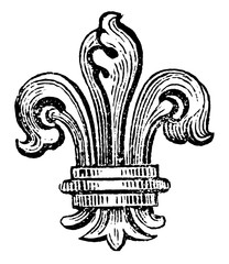 Fleur-de-Lis is the bearing of the Bourbons of France, vintage engraving. © Morphart