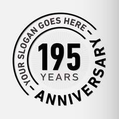 195 years anniversary logo template. One hundred and ninety-five years celebrating logotype. Vector and illustration.