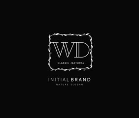 W D WD Beauty vector initial logo, handwriting logo of initial signature, wedding, fashion, jewerly, boutique, floral and botanical with creative template for any company or business.