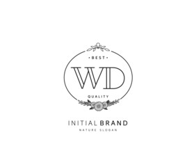 Fototapeta premium W D WD Beauty vector initial logo, handwriting logo of initial signature, wedding, fashion, jewerly, boutique, floral and botanical with creative template for any company or business.
