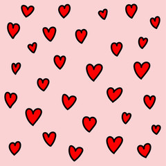 Naklejka na ściany i meble Red heart shape on pink background vector.