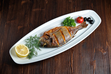 Baked dorado . catering menu